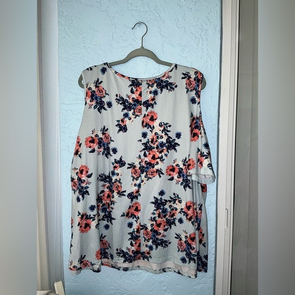 AllegGrace Women's Flowered Cold Shoulder Blouse - Picture 7 of 10